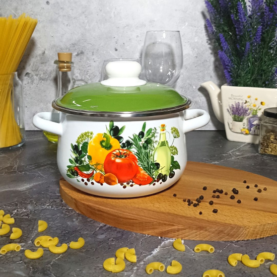 Кастрюля 2,0л конич. белосн. Европейская кухня 1с45я