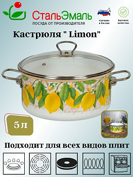 Кастрюля 5,0л цил. Лайм 1SB245S белосн.
