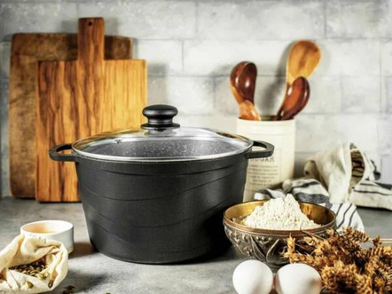 Кастрюля со стеклянной крышкой 3л Индукция Гранит L186630i