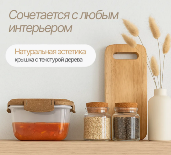 Контейнер для продуктов Sugar&Spice Wood герметичный 0,35л квадратный SE223910624,,