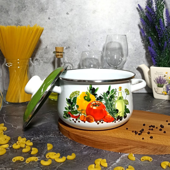 Кастрюля 2,0л конич. белосн. Европейская кухня 1с45я