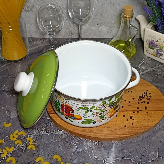 Кастрюля 4,0л цил. Вкусный компот 6RD201М белосн.