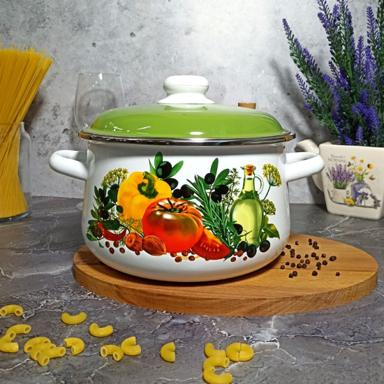 Кастрюля 4,0л конич. белосн. Европейская кухня 1с46я