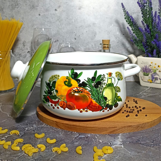 Кастрюля 4,0л конич. белосн. Европейская кухня 1с46я