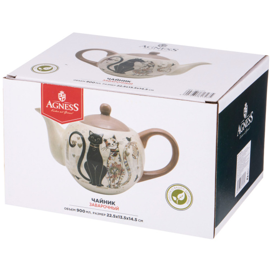 ЧАЙНИК AGNESS "ПАРИЖСКИЕ КОТЫ" 22,5*13,5*14,5 СМ 900 МЛ (КОР=16ШТ.) (358-1723)