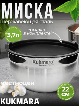Миска 3,7 литра, диаметром 22 см, с пластиковой крышкой BL3722P