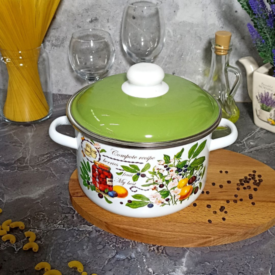 Кастрюля 4,0л цил. Вкусный компот 6RD201М белосн.