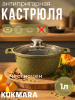 Кастрюля 1л со стеклянной крышкой, АП линия "Тренд" (Малахит) к11tsml
