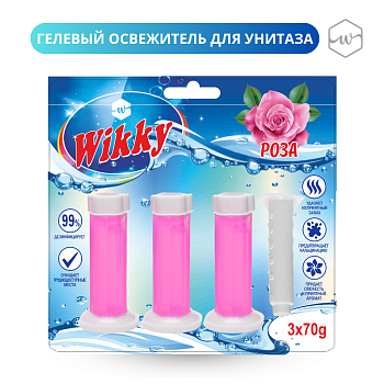 Стик гелиевый для унитаза Wikky 3шт Роза,,