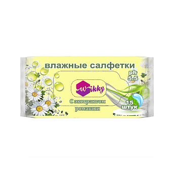 Салфетки влажные Wikky *15 "С ароматом Ромашки"