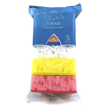 Губка бытовая с чистящим слоем 5шт "Макси" ГХ008 (уп.30шт)