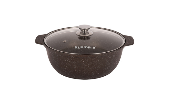 Кастрюля-жаровня 4,0л со стекл. крышкой АП (кофейный мрамор) жмк42а