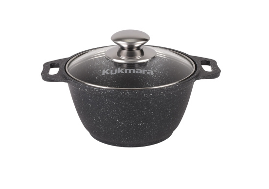 Кастрюля 1,0л со стекл. кр. АП (темный мрамор) кмт12а