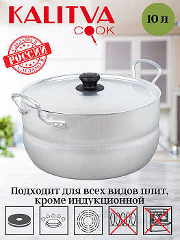 Кастрюля 10,0 л, 2 руч., мет./кр (с упаковкой в коробку). Сплав А5 1100