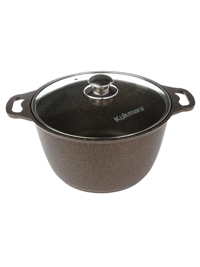 Кастрюля 6,0л со стекл. кр. АП (кофейный мрамор) кмк62-1а