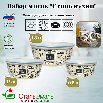 Набор из 3 пред.№47 "Стиль кухни", слон. кость, 1DM47PL