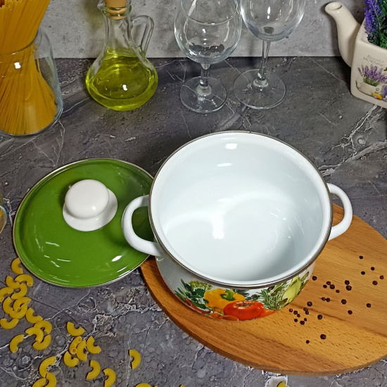 Кастрюля 2,0л конич. белосн. Европейская кухня 1с45я