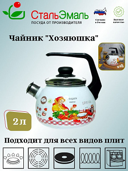 Чайник для плиты 2,0л 4с210я Хозяюшка белосн. 