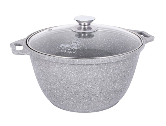 Кастрюля 3,0л со стекл. кр. АП (светлый мрамор) кмс32а