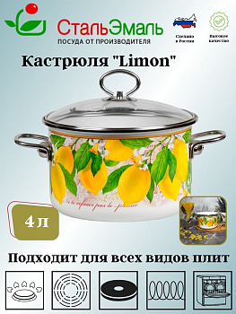 Кастрюля 4,0л цил. Лайм 1SD205S белосн.