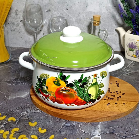 Кастрюля 4,0л конич. белосн. Европейская кухня 1с46я