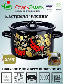 Кастрюля цил. 2,9л 1с16с/1 черн. Рябина