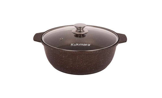 Кастрюля-жаровня 4,0л со стекл. крышкой АП (кофейный мрамор) жмк42а