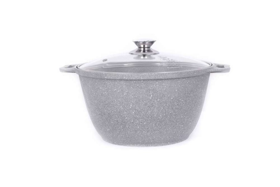 Кастрюля 3,0л со стекл. кр. АП (светлый мрамор) кмс32а