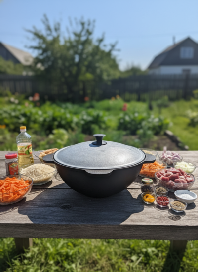 Казан чугунный 4,0л, плоское дно