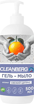 Гипоаллергенное антибактериальное мыло аромат свежий цитрус 0,5л CLEANBERG АРТ: 4670157465357