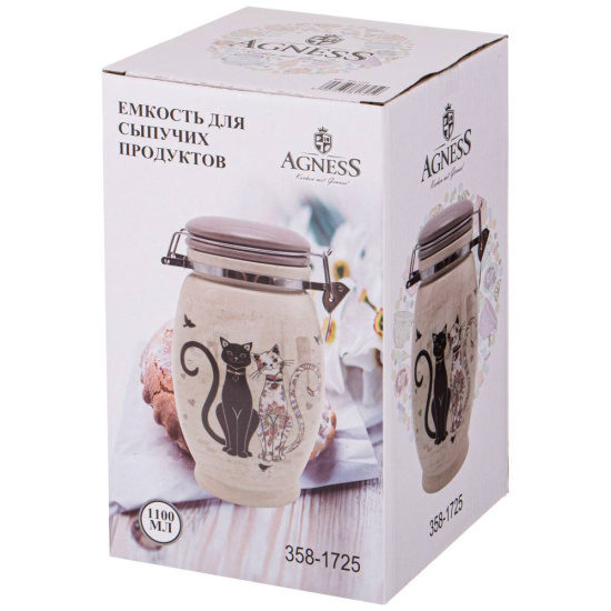БАНКА AGNESS "ПАРИЖСКИЕ КОТЫ" 11,5*20 СМ 1100 МЛ (КОР=18ШТ.) (358-1725)