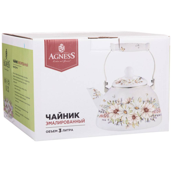 ЧАЙНИК AGNESS  ЭМАЛИРОВАННЫЙ, СЕРИЯ "ВИВЬЕН" 3 Л (934-437)
