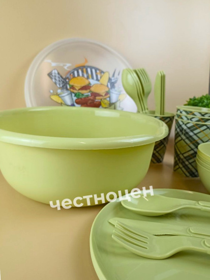 Набор для пикника с декором 25пр. на 4 персоны (салатовый) 221135520/04