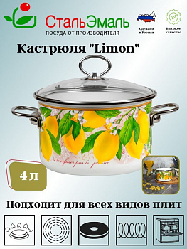 Кастрюля 4,0л цил. Лайм 1SD205S белосн.