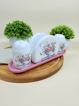 Набор для специй с салфетницей Lavenir "Beautiful garden" 4,3/9,5*7/21*6 см HC415-K48 доломит 101194