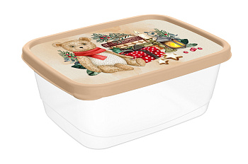 Контейнер для продуктов прямоугольный 0,85л с декором "Игрушки" (бежевый) 223137527/10 ,,
