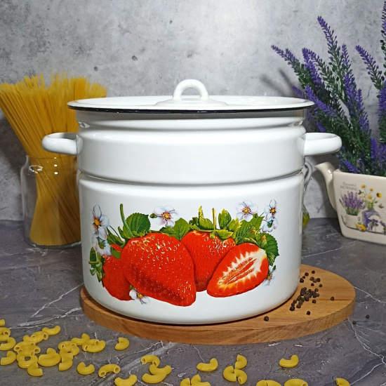 Кастрюля 9,0л цил. белосн. Клубника садовая 1с200с