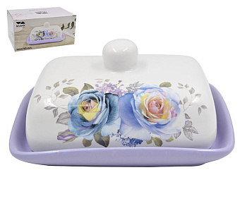 Масленка Lavenir  "Сиреневый букет" 16,5*12*8 см HC600-P85 доломит 54698,,