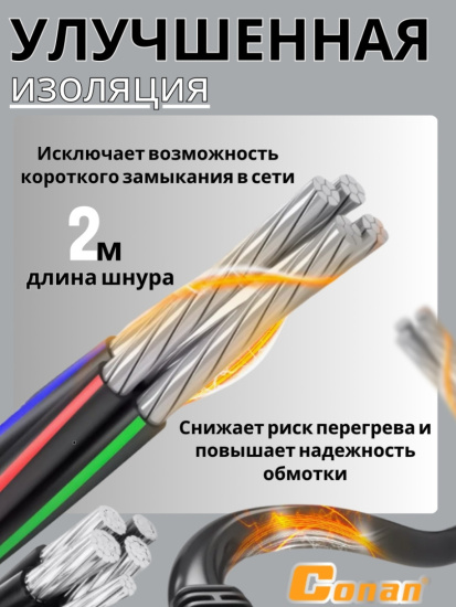 Машинка угловая шлифовальная Conan 230мм, 2600W M14 COA230 OLS-778-64