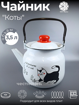 Чайник для плиты 3,5л 01-2713/4 Коты