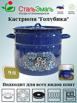 Кастрюля 9,0л 1с200/с син. с зерн. Голубика