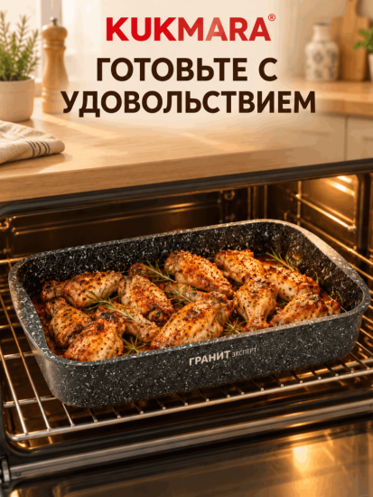 Противень 365х260х55мм, Ап линия "Гранит Эксперт" пэк02а