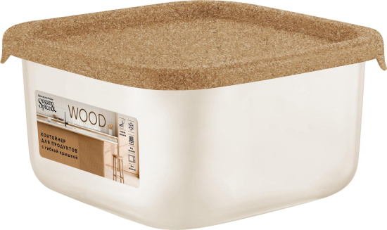 Контейнер для продуктов Sugar&Spice Wood квадратный 0,4л с гибкой крышкой SE167910624