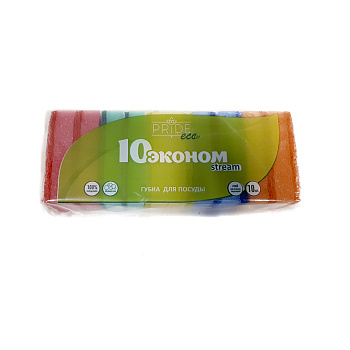 Губка бытовая с чистящим слоем 10шт "Эконом" "STREAM" ГХС002 (уп.30шт) 