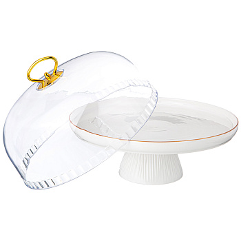 ТОРТОВНИЦА LEFARD "HERBAL" НА НОЖКЕ 28*23,5 СМ С ПЛАСТИКОВОЙ КРЫШКОЙ (КОР=6ШТ.) (42-490)