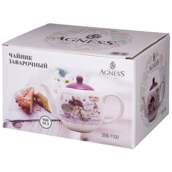 ЧАЙНИК AGNESS  "ЛАВАНДОВАЯ ВЕСНА" 22,5*13,5*14,5 СМ 900 МЛ (КОР=16ШТ.) (358-1100)