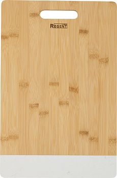 Доска разд.прямоуг. вставка белый мрамор 39.5х26х1,2см Linea Bamboo 93-BM-9-01