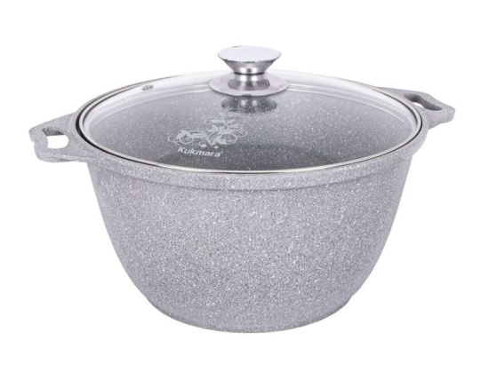 Кастрюля 3,0л со стекл. кр. АП (светлый мрамор) кмс32а